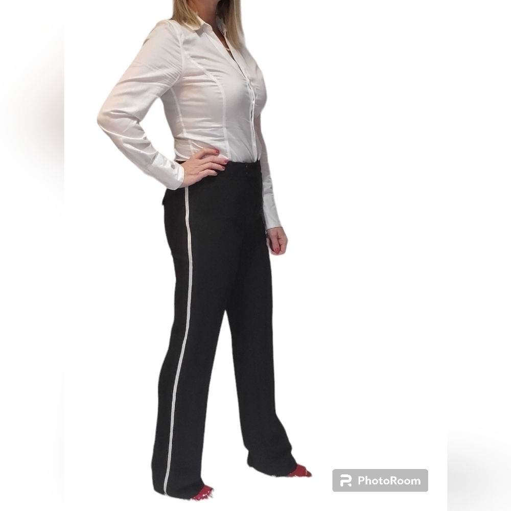 Melanie Lyne Black & white stipe Tuxedo pant size 4